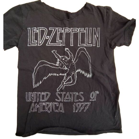 LED ZEPPLIN SHORT SLEEVE BLACK PRE-LOVED MEDIUM ALTERED UNISEX TSHIRT - Picture 1 of 5